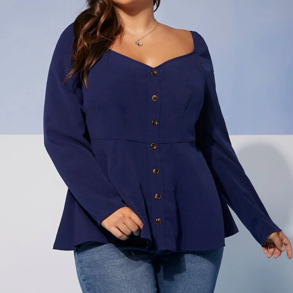 SHEIN Sweetheart Peplum Blouse